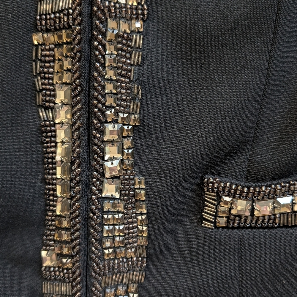 Forever 21 Black Gold Bling Trim Hook Closure Blazer Jacket Size Small - Picture 9 of 11